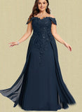 Alyssa Sheath/Column Off the Shoulder Floor-Length Chiffon Lace Evening Dress With Sequins UKP0020812