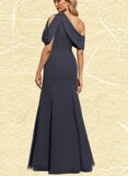 Kassidy Trumpet/Mermaid Asymmetrical Floor-Length Chiffon Evening Dress With Pleated UKP0020825