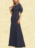 Kassidy Trumpet/Mermaid Asymmetrical Floor-Length Chiffon Evening Dress With Pleated UKP0020825