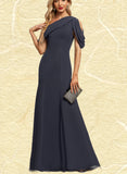 Kassidy Trumpet/Mermaid Asymmetrical Floor-Length Chiffon Evening Dress With Pleated UKP0020825