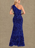 Erica Sheath/Column One Shoulder Floor-Length Sequin Prom Dresses With Sequins UKP0020828