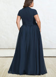 Erika A-line V-Neck Floor-Length Chiffon Evening Dress With Pleated UKP0020833