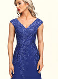 Selena Sheath/Column V-Neck Floor-Length Chiffon Lace Evening Dress With Sequins UKP0020840