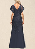 Ayla A-line Scoop Floor-Length Lace Tulle Evening Dress With Sequins UKP0020845