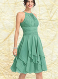 Katherine A-line Scoop Knee-Length Chiffon Cocktail Dress With Cascading Ruffles Ruffle UKP0020850