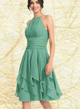 Katherine A-line Scoop Knee-Length Chiffon Cocktail Dress With Cascading Ruffles Ruffle UKP0020850