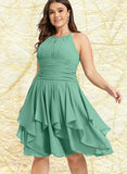 Katherine A-line Scoop Knee-Length Chiffon Cocktail Dress With Cascading Ruffles Ruffle UKP0020850