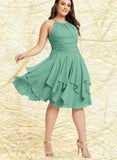 Katherine A-line Scoop Knee-Length Chiffon Cocktail Dress With Cascading Ruffles Ruffle UKP0020850