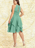 Katherine A-line Scoop Knee-Length Chiffon Cocktail Dress With Cascading Ruffles Ruffle UKP0020850