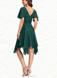 Melany A-line V-Neck Asymmetrical Chiffon Cocktail Dress UKP0020851