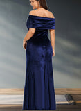 Harley Sheath/Column Off the Shoulder Floor-Length Velvet Evening Dress UKP0020854