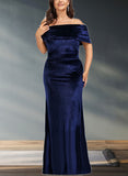 Harley Sheath/Column Off the Shoulder Floor-Length Velvet Evening Dress UKP0020854