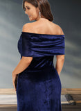 Harley Sheath/Column Off the Shoulder Floor-Length Velvet Evening Dress UKP0020854