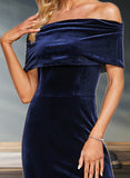 Harley Sheath/Column Off the Shoulder Floor-Length Velvet Evening Dress UKP0020854