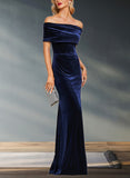 Harley Sheath/Column Off the Shoulder Floor-Length Velvet Evening Dress UKP0020854