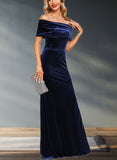 Harley Sheath/Column Off the Shoulder Floor-Length Velvet Evening Dress UKP0020854