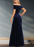 Harley Sheath/Column Off the Shoulder Floor-Length Velvet Evening Dress UKP0020854