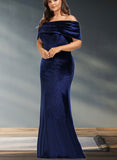 Harley Sheath/Column Off the Shoulder Floor-Length Velvet Evening Dress UKP0020854