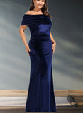 Harley Sheath/Column Off the Shoulder Floor-Length Velvet Evening Dress UKP0020854