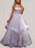 Amira Ball-Gown/Princess Scoop Floor-Length Tulle Prom Dresses UKP0020867