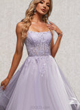 Amira Ball-Gown/Princess Scoop Floor-Length Tulle Prom Dresses UKP0020867