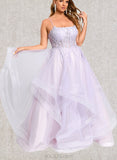 Amira Ball-Gown/Princess Scoop Floor-Length Tulle Prom Dresses UKP0020867