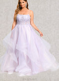 Amira Ball-Gown/Princess Scoop Floor-Length Tulle Prom Dresses UKP0020867