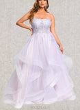 Amira Ball-Gown/Princess Scoop Floor-Length Tulle Prom Dresses UKP0020867