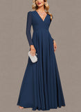 Catalina A-line V-Neck Floor-Length Chiffon Evening Dress UKP0020870