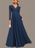 Catalina A-line V-Neck Floor-Length Chiffon Evening Dress UKP0020870