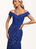 Nina Trumpet/Mermaid Off the Shoulder Floor-Length Chiffon Lace Sequin Evening Dress UKP0020872