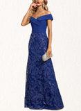 Nina Trumpet/Mermaid Off the Shoulder Floor-Length Chiffon Lace Sequin Evening Dress UKP0020872