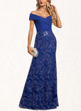 Nina Trumpet/Mermaid Off the Shoulder Floor-Length Chiffon Lace Sequin Evening Dress UKP0020872