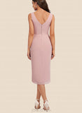 Lily Sheath/Column V-Neck Asymmetrical Chiffon Cocktail Dress With Pleated Ruffle UKP0020882