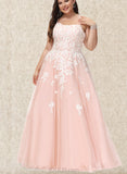 Ellen Ball-Gown/Princess Square Floor-Length Lace Tulle Prom Dresses With Sequins UKP0020929