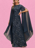 Patience Sheath/Column Scoop Floor-Length Chiffon Sequin Evening Dress UKP0020939