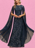 Patience Sheath/Column Scoop Floor-Length Chiffon Sequin Evening Dress UKP0020939