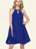 Kathleen A-line Scoop Knee-Length Chiffon Cocktail Dress With Beading UKP0020941