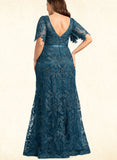 Hailee Sheath/Column Scoop Illusion Floor-Length Lace Evening Dress UKP0020948