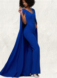 Angie Jumpsuit/Pantsuit V-Neck Floor-Length Stretch Crepe Evening Dress UKP0020953