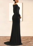 Marlee Sheath/Column Square Sweep Train Jersey Evening Dress UKP0020954