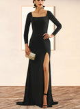 Marlee Sheath/Column Square Sweep Train Jersey Evening Dress UKP0020954