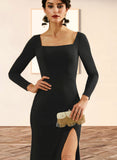 Marlee Sheath/Column Square Sweep Train Jersey Evening Dress UKP0020954