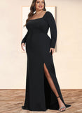 Marlee Sheath/Column Square Sweep Train Jersey Evening Dress UKP0020954