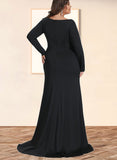 Marlee Sheath/Column Square Sweep Train Jersey Evening Dress UKP0020954