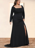 Marlee Sheath/Column Square Sweep Train Jersey Evening Dress UKP0020954