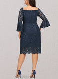 Rayna Sheath/Column Off the Shoulder Knee-Length Lace Evening Dress With Sequins UKP0020956