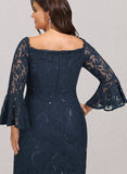 Rayna Sheath/Column Off the Shoulder Knee-Length Lace Evening Dress With Sequins UKP0020956