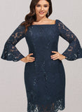 Rayna Sheath/Column Off the Shoulder Knee-Length Lace Evening Dress With Sequins UKP0020956