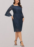 Rayna Sheath/Column Off the Shoulder Knee-Length Lace Evening Dress With Sequins UKP0020956